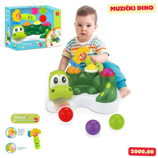 Muzički dino sa 6 loptica