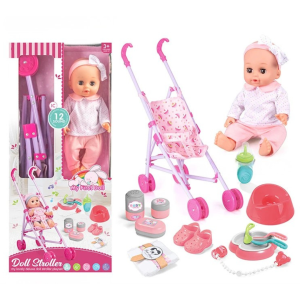 Zvučna lutka sa kolicima i dodacima